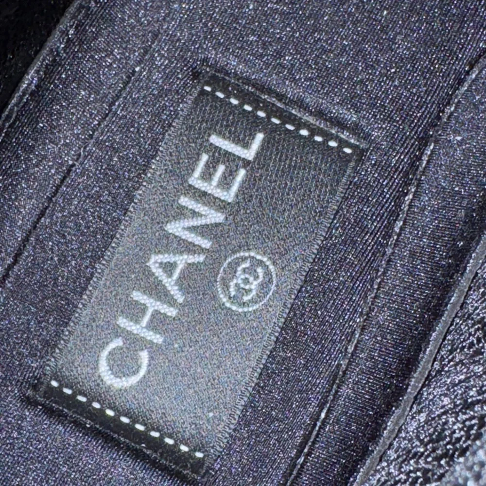 Chanel high top sneakers black and‎ gold with tweed Size 36 1/2